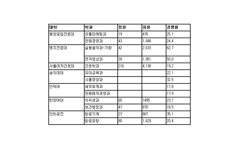 수험생 도전할만한 ‘전문대 인기학과’